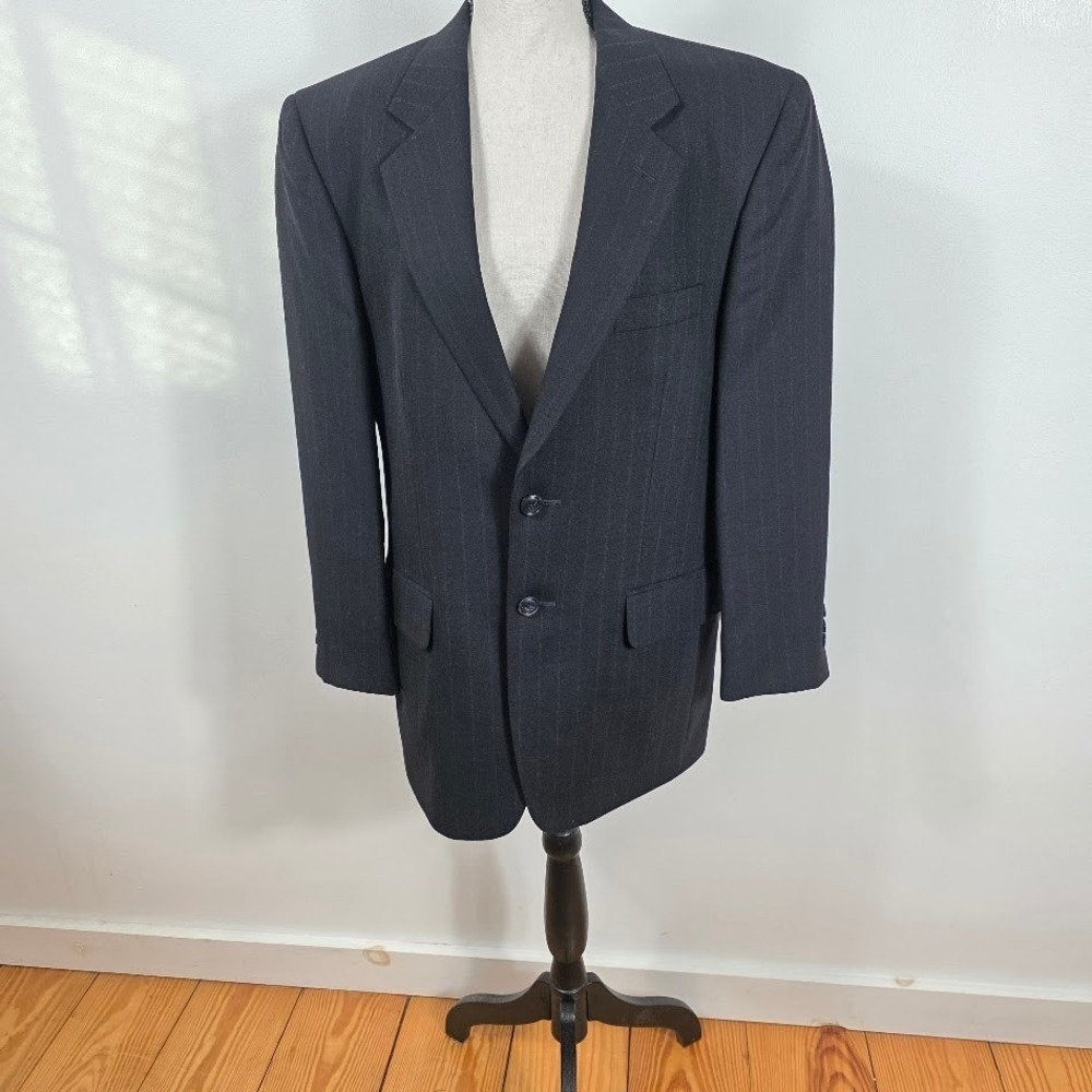 John Clarendon Mens 100% Wool Pinstripe‎ Two Button Blazer Jacket Size 39S